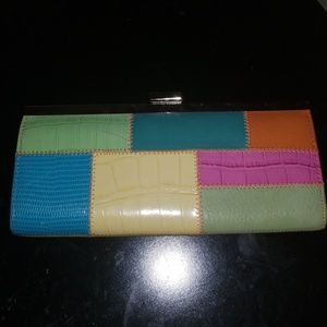 Multi colored small clutch purse